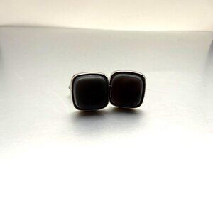 Vintage Hickok Black Onyx Silver Tone Cufflinks USA